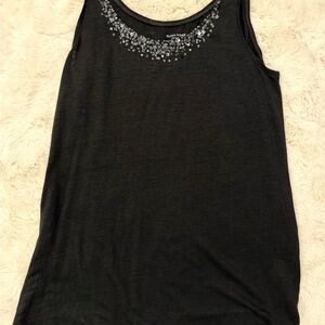 Eileen Fisher Black Sequin Scoop Neck Tank